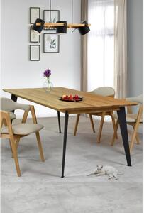 Stół z litego drewna dębowego - lakier matowy z nogami stalowymi, 197 x 100