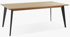 Stół z litego drewna dębowego - lakier matowy z nogami stalowymi, 200 x 100