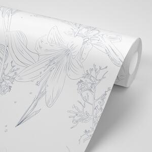 Samoprzylepna tapeta delikatna lilia w wersji białej