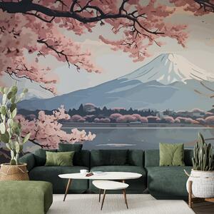 Fototapety Sakura, góry, akwarela, Fototapety Natura, w01664 : Uwalls.pl