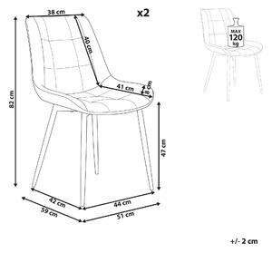 Zestaw 2 krzeseł do jadalni ekoskóra czarne metalowe nogi ciemnobrązowy Melrose Beliani