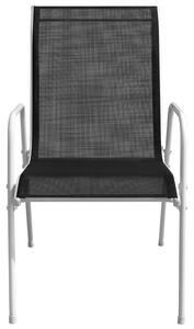 Krzesła ogrodowe, sztaplowane, 2 szt., stal i Textilene, czarne