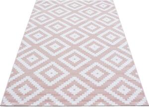 Dywan nowoczesny Plus kwadraty różowo-kremowy 80 cm x 150 cm