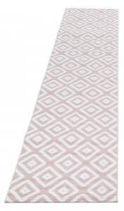 Dywan nowoczesny Plus kwadraty różowo-kremowy 80 cm x 300 cm