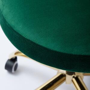 MebleMWM Krzesło obrotowe muszelka zielone DC-6092S Złote nogi, Welur, Glamour