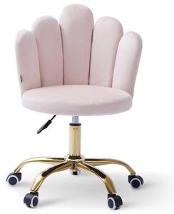 MebleMWM Krzesło obrotowe muszelka pudrowy róż DC-6092S złote nogi, welur #33