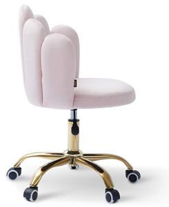 MebleMWM Krzesło obrotowe muszelka pudrowy róż DC-6092S złote nogi, welur #33
