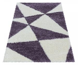 Dywan shaggy Tango trójkąty fioletowo-kremowy 60 cm x 110 cm