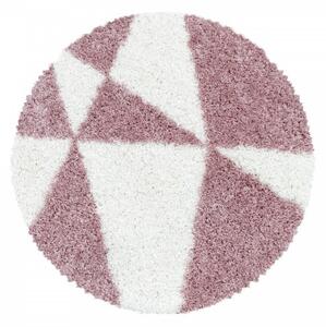 Dywan shaggy Tango trójkąty różowo-kremowy 80 cm x 80 cm koło