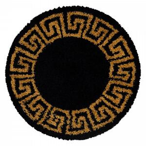 Dywan shaggy Hera klasyczny czarno-złoty 160 cm x 160 cm koło