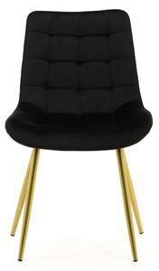EMWOmeble Krzesło Glamour czarne ART831C złote nogi, welur