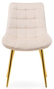 MebleMWM Krzesło welurowe beżowe ART830C złote nogi