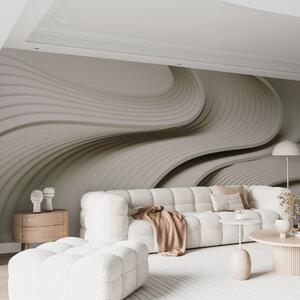 Fototapety Eleganckie, obszerne fale w stylu 3D w beżowych odcieniach, Fototapety 3D, Fototapety 3d geometryczna, w01147v2 : Uwalls.pl