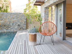 Krzesła ogrodowe na balkon i do mieszkania technorattan pomarańczowe Acapulco II Beliani