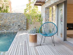 Krzesła ogrodowe na balkon i do mieszkania technorattan niebieskie Acapulco II Beliani