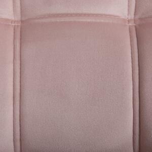 Elegancki fotel welurowy pikowany jasne drewniane nóżki różowy Karis Beliani