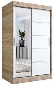 Szafa przesuwna 120 cm dąb sonoma + biel W0-P88