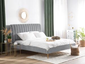 Eleganckie łóżko tapicerowane 160 x 200 cm welurowe szare Marville Beliani