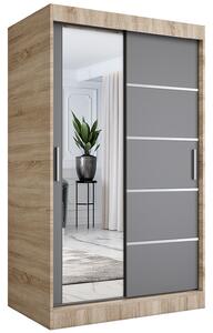 Szafa przesuwna 120 cm dąb sonoma + antracyt H7-E68