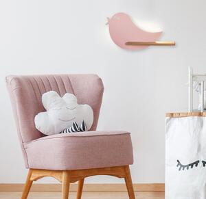 Różowa lampka ścienna dziecięca w kształcie ptaszka - K033-Kaka