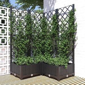 Donica ogrodowa z kratką, czarna, 80x80x121,5 cm, PP