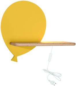 Żółty kinkiet dziecięcy w kształcie balonika z półką - K020-Kiki