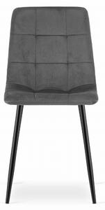 Cimnoszare aksamitne krzesło KARA z czarnymi nogami