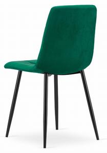 Zielone aksamitne krzesło KARA z czarnymi nogami