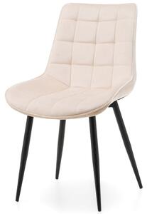 MebleMWM Krzesło welurowe beżowe ART830C czarne nogi