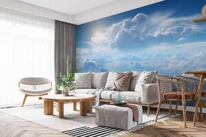 Fototapeta Chmury i błękitne niebo z chmurami i słońcem, Fototapety Niebo, Popularne Fototapety, u76148 - Tapeko.pl