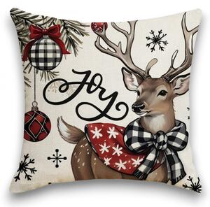 Świąteczna poszewka na poduszkę DEER WISH 45x45 cm, beżowa