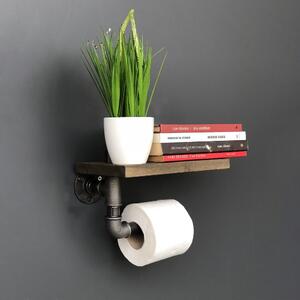 Półka drewniana z uchwytem na papier toaletowy Confetti Bathmats Pipe