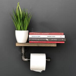Półka drewniana z uchwytem na papier toaletowy Confetti Bathmats Pipe