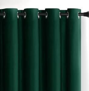 Ciemnozielona aksamitna zasłona częściowo zaciemniająca (dimout) 140x245 cm Eyelets – Restilo