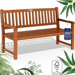 Ławka ogrodowa CASARIA® 3-osobowa odporna na warunki atmosferyczne drewno eukaliptusowe udźwig 480kg podłokietnik oparcie 152x55cm Ławka ogrodowa balkonowa z certyfikatem FSC® siedzisko 3-osobowe