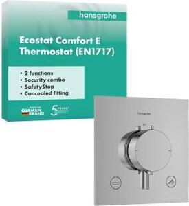 Hansgrohe Ecostat Comfort E Termostat model podtynkowy dla 2 odbiorników z wbudowanym zestawem zabezpieczającym, 33716000