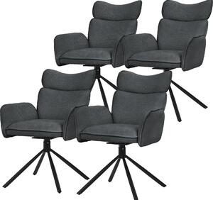 ML-Design krzesła do jadalni obrotowe zestaw 4 krzeseł do salonu z oparciem i podłokietnikiem w kolorze antracytowym krzesło obrotowe 360° na metalowych nogach fotel ergonomiczny