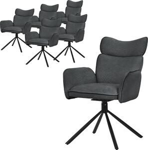 ML-Design krzesła do jadalni obrotowe zestaw 6 krzeseł do salonu z oparciem i podłokietnikiem w kolorze antracytowym krzesło obrotowe 360° na metalowych nogach fotel ergonomiczny