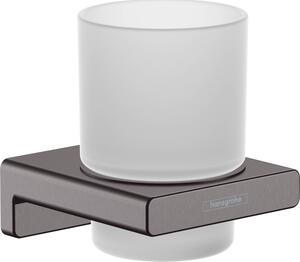 Hansgrohe AddStoris - Uchwyt na szczoteczkę i pastę do zębów, matowe szkło/szczotkowany czarny chrom 41749340