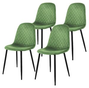 Zestaw 4 krzeseł do jadalni ML-Design z oparciem, szałwiowe, wykonane z aksamitu