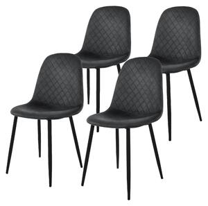 Zestaw 4 krzeseł do jadalni ML-Design z oparciem, antracytowe, wykonane z aksamitu