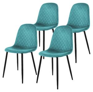 ML-Design zestaw 4 krzeseł do jadalni z oparciem, benzyna, wykonane z aksamitu