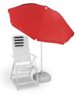 Parasol Relaxdays, rednica 180 cm, regulowana wysoko, z moliwoci pochylania, parasol balkonowy, okrgy, poliester, stal, parasol plaowy, czerwony