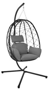 Gardlov 27652 Wiszący fotel huśtawkowy z poduszkami 185 cm, nośność do 150 kg, czarny