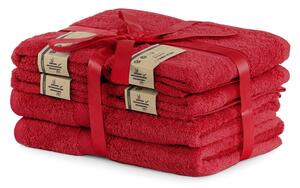 Komplet 6 czerwonych ręczników DecoKing Bamby Red