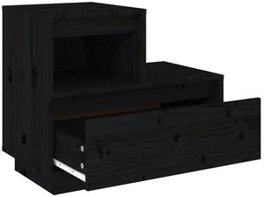 Czarna szafka nocna drewniana z szufladą - Zopi