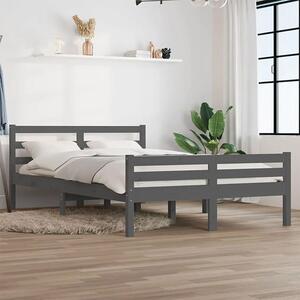 Dwuosobowe szare łóżko z drewna 160x200 - Aviles 6X