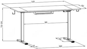 Regulowane wysokie metalowe biurko elektryczne do komputera biały - Rucal 5X