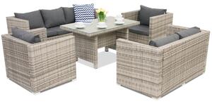 Meble ogrodowe z technorattanu Roma Apetito 7 Garden Point szare