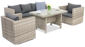 Meble ogrodowe z technorattanu Roma Apetito 5 Garden Point szare